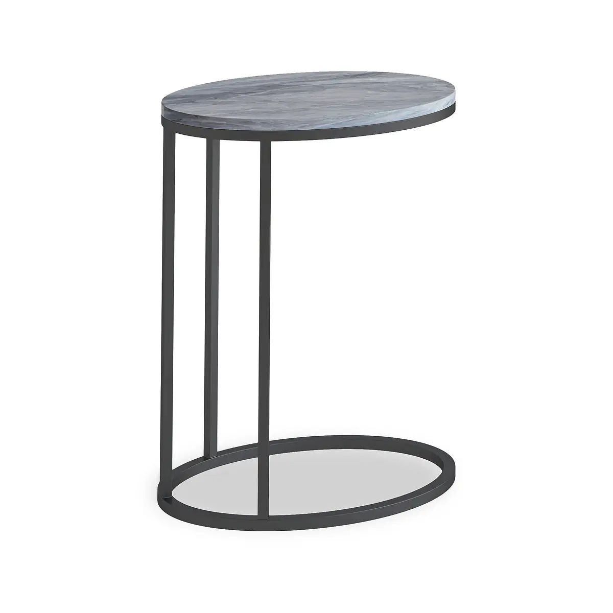 ROS-OUT-00894 Grade-B Roseland Furniture Pimlico Marble Oval C Side Table with Grey Frame RRP £110.00