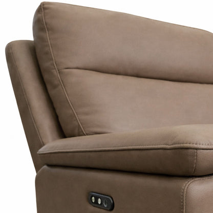 Aspire Corvan Grade B Mushroom Leather 2 Seater Power Recliner Sofa RRP £1070