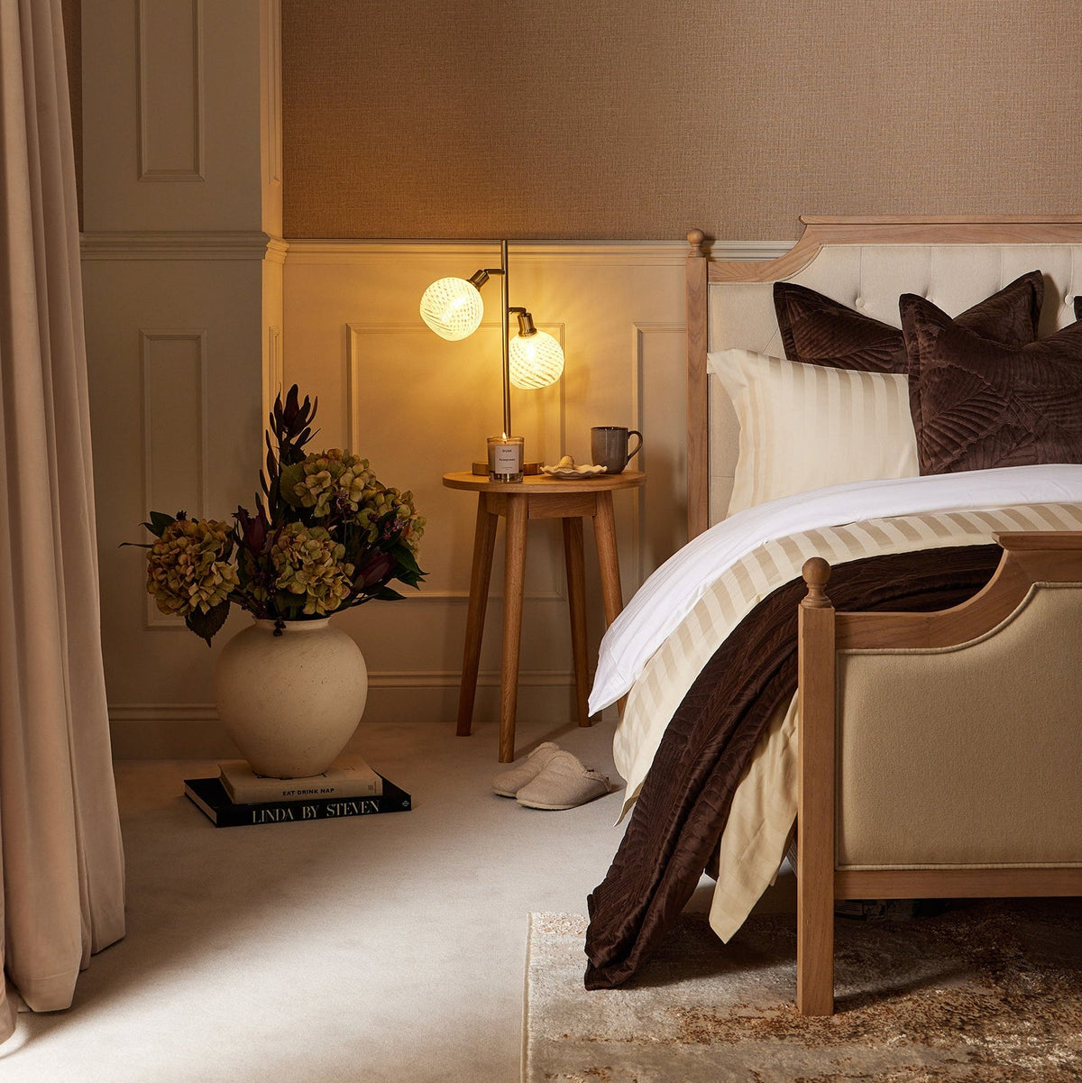 Dusk Luxor Grade B Cream Linen Double Bed Frame RRP £429