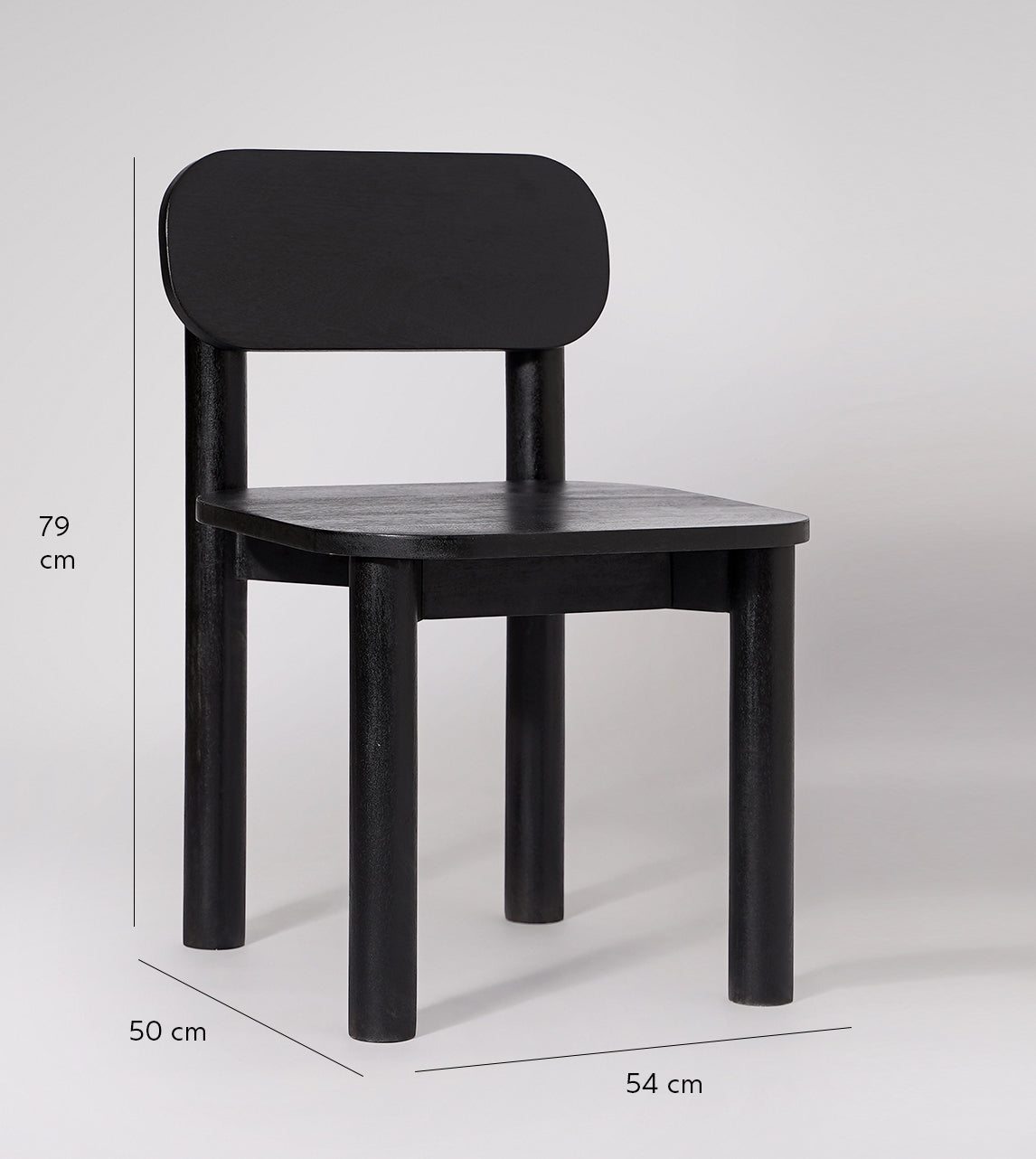 SWO-CC2-00134 Grade-C0 Swoon Rita Dining Chair x 1 Black Mango Wood RRP £150.00