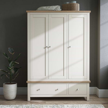 Roseland Grade B Furniture Farro Cream & Oak Triple Wardrobe RRP £685