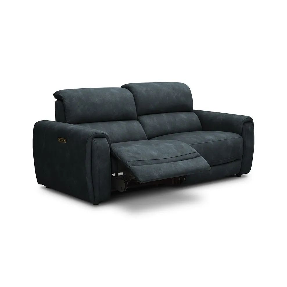  Oak Furnitureland Grade B Arabella Shadow Fabric 3 Seater Power Recliner Sofa RRP £1700