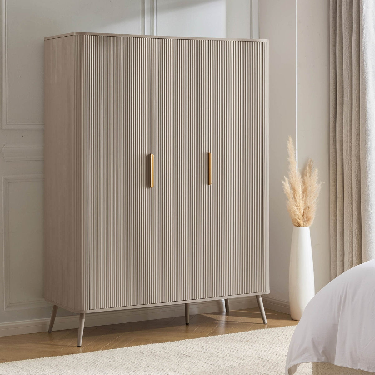 Dusk Hattie Grade B Taupe & Gold Effect 3 Door Triple Wardrobe RRP £389