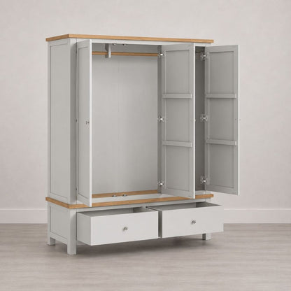 Roseland Grade B Furniture Farro Grey & Oak XL Triple Wardrobe with 2 Drawers RRP £750