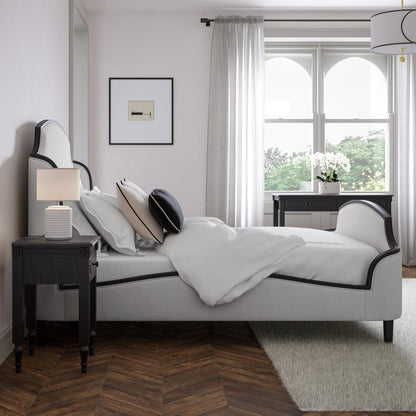 Feather & Black Grade B Evangeline Natural Linen Look & Black King Size Bed RRP £1899