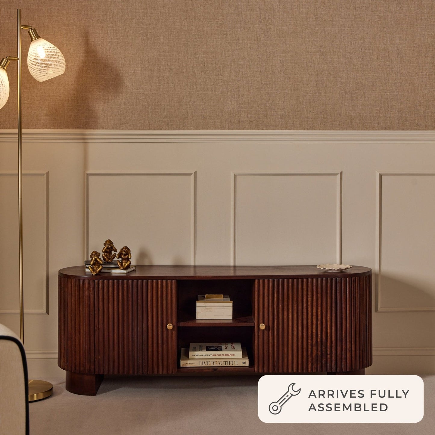 Dusk Finley Grade B Walnut Stained Mango Wood Tv Unit for TVs up to 55inch RRP £419