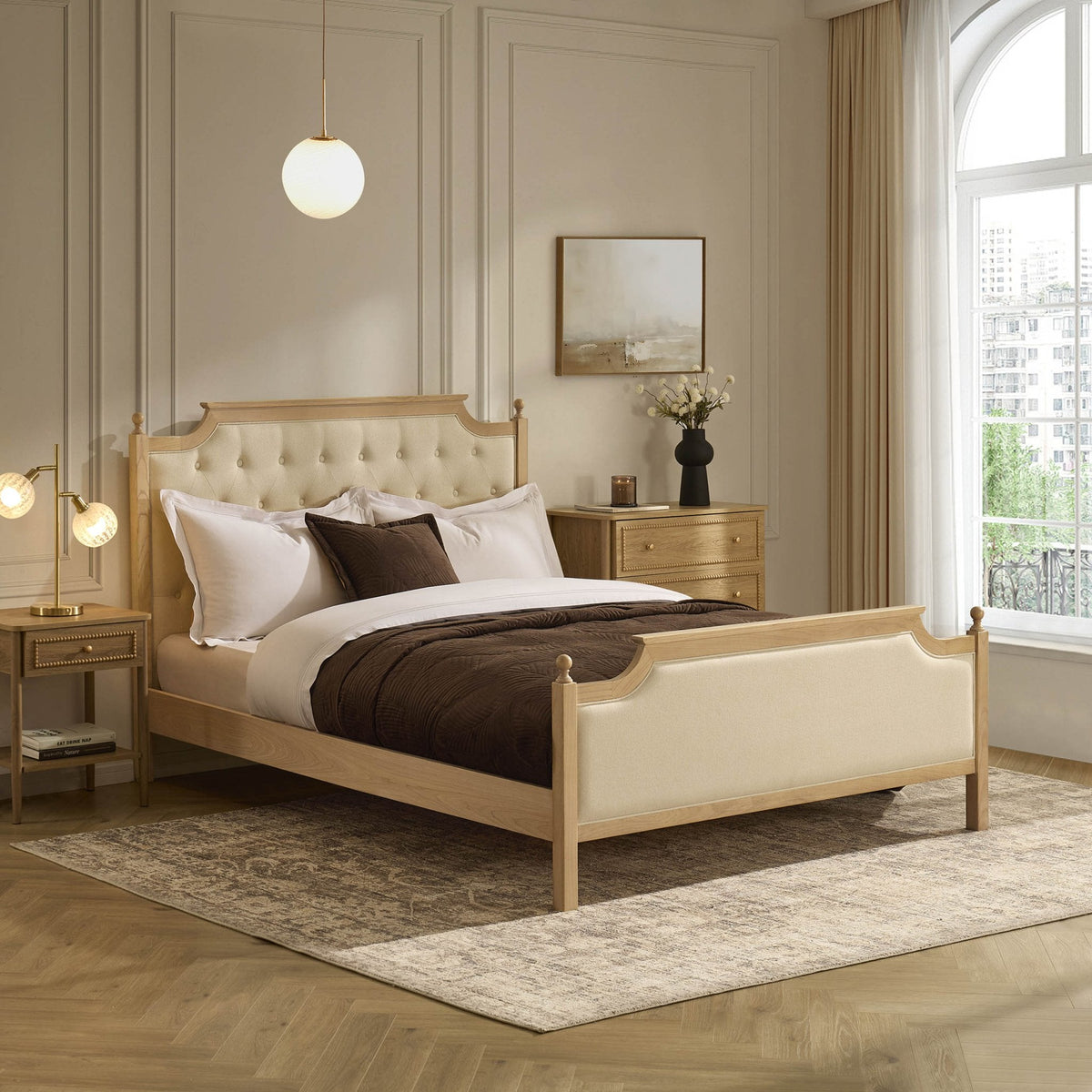 Dusk Luxor Grade B Cream Linen Double Bed Frame RRP £429