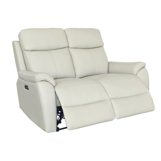 Aspire Kingsmere Grade BC Pewter Leather 2 Seater Power Recliner Sofa RRP £710