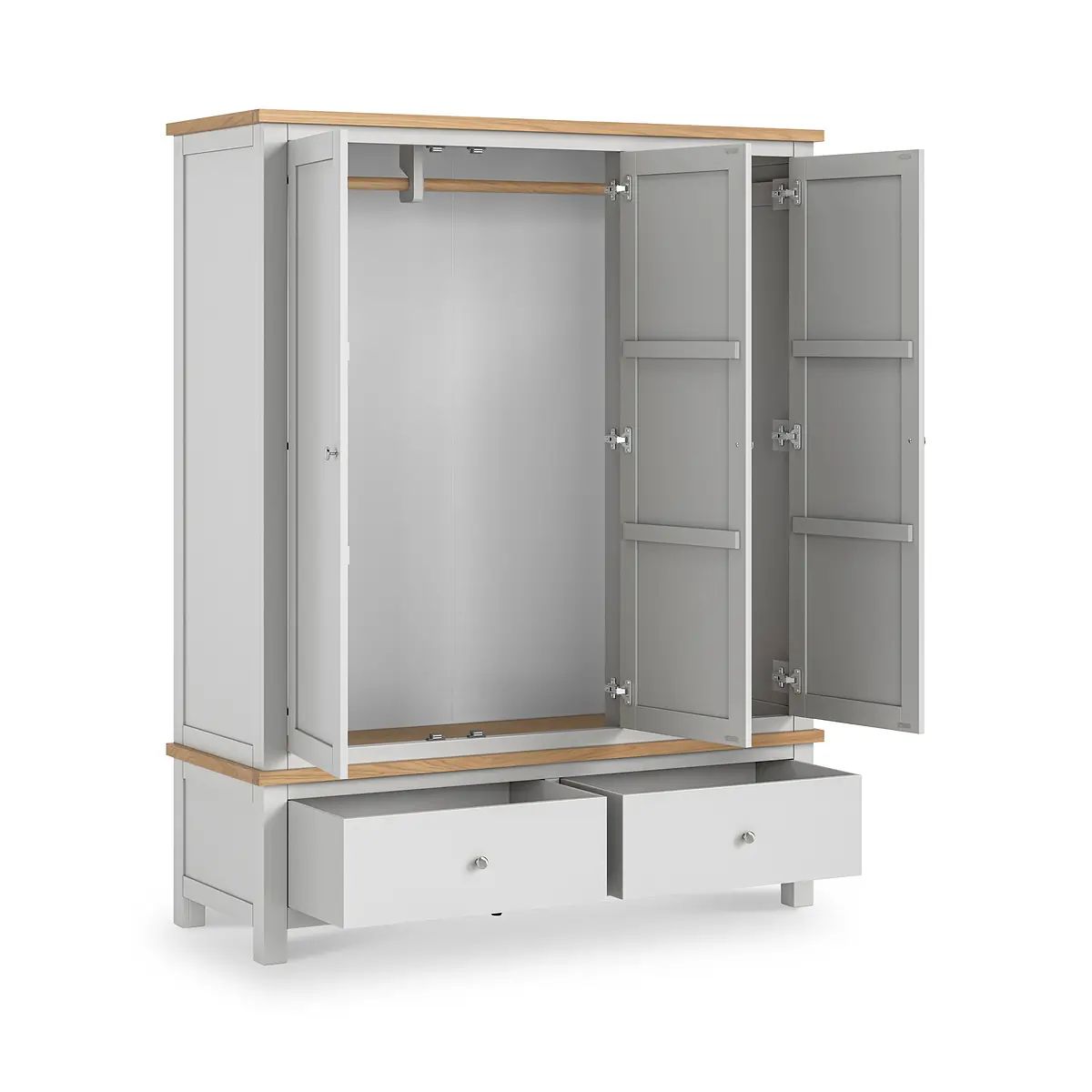 Roseland Grade B Furniture Farro Grey & Oak XL Triple Wardrobe with 2 Drawers RRP £750