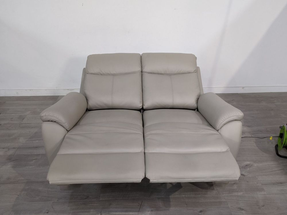 Aspire Kingsmere Grade BC Pewter Leather 2 Seater Power Recliner Sofa RRP £710