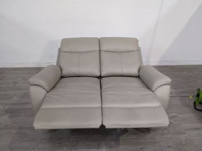 Aspire Kingsmere Grade BC Pewter Leather 2 Seater Power Recliner Sofa RRP £710