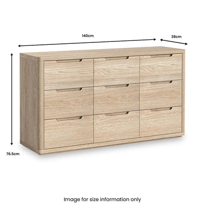 Roseland Furniture Grade B Mylor Washed Oak 9 Drawer Chest of Drawers RRP £640