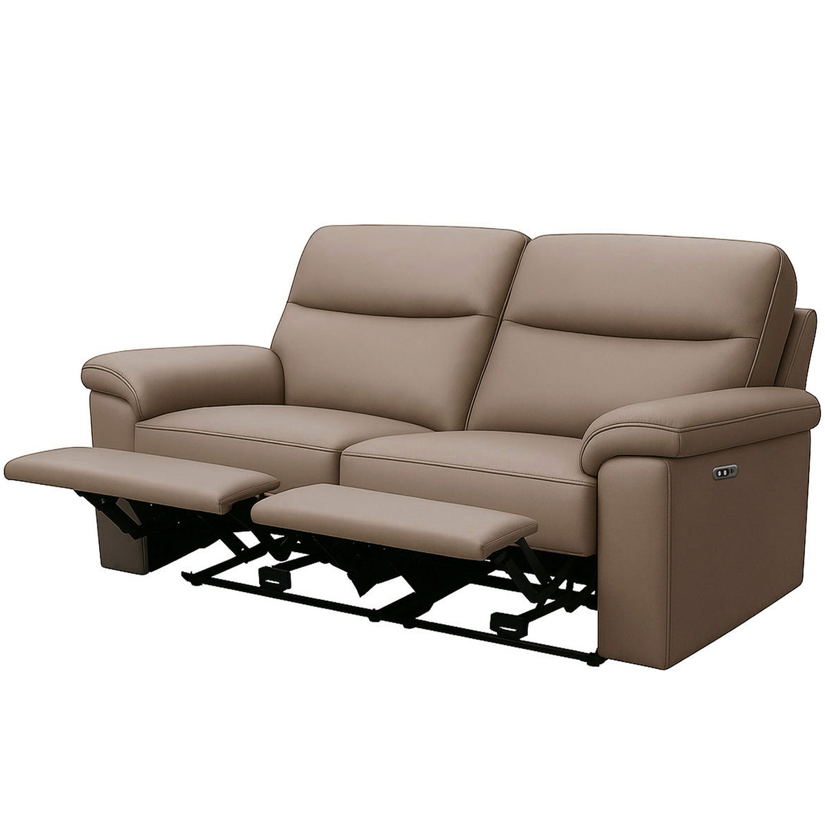 Aspire Corvan Grade B Mushroom Leather 2 Seater Power Recliner Sofa RRP £1070