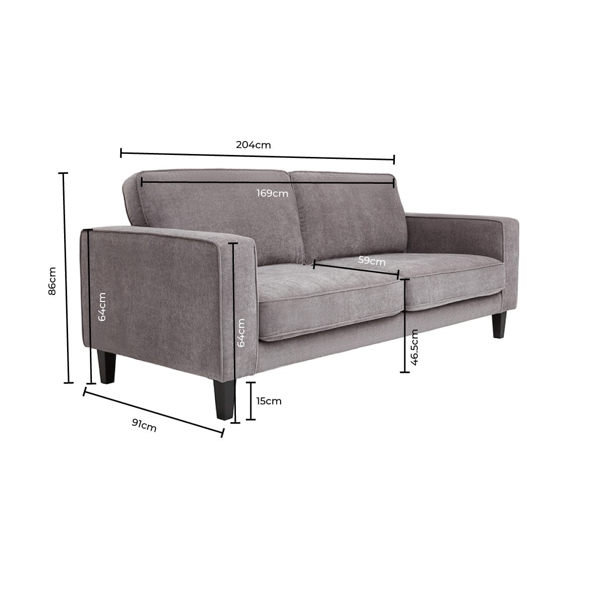 Dusk Soho Grade B Grey Chenille 3 Seater Sofa RRP £569