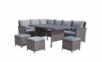 Signature Weave Grade New Charlotte Grey & Wood Effect Outdoor Corner Dining Set RRP £1239