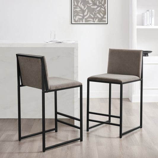 Dusk Rae Set Of 2 Barstools - Velvet - Dark Taupe (ref DUS-APM-18518) RRP £209