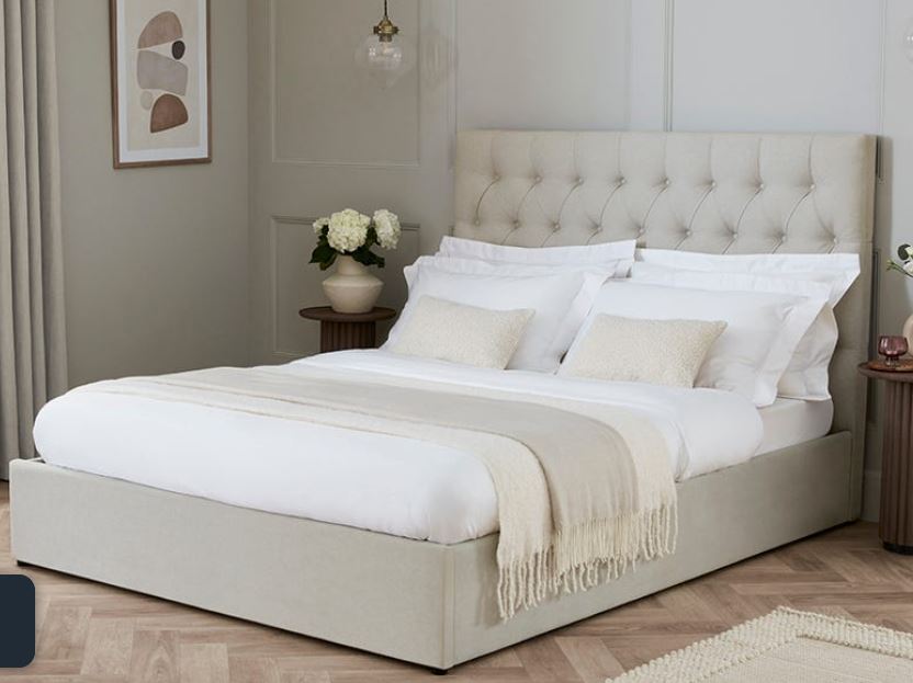 Dusk Middleton Grade B Natural Linen Look Super King Ottoman Storage Bed RRP £359