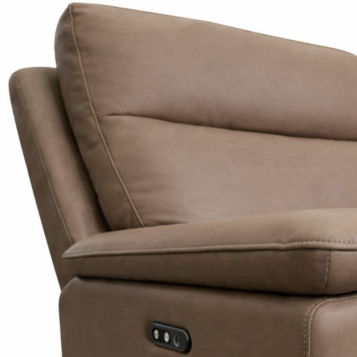 Aspire Corvan Grade B Mushroom Leather 3 Seater Power Recliner Sofa RRP £1150