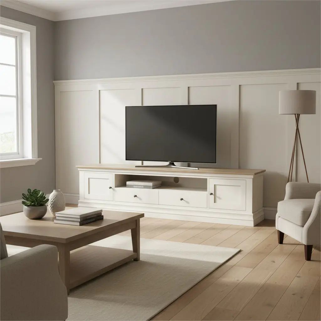 Roseland Furniture Grade B Linden Cream 210cm Extra Wide TV Unit RRP £560