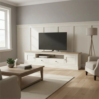 Roseland Furniture Grade B Linden Cream 210cm Extra Wide TV Unit RRP £560